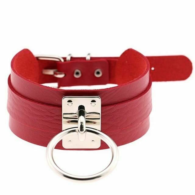 Bdsm Big Ring Collar Black Red Slave Bondage Fetish Kink Restraints