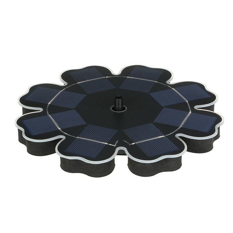 195Mm / 7.68 Inch Solar Power Fountain Flower Shape Panel Energy Saving Water Pump Black