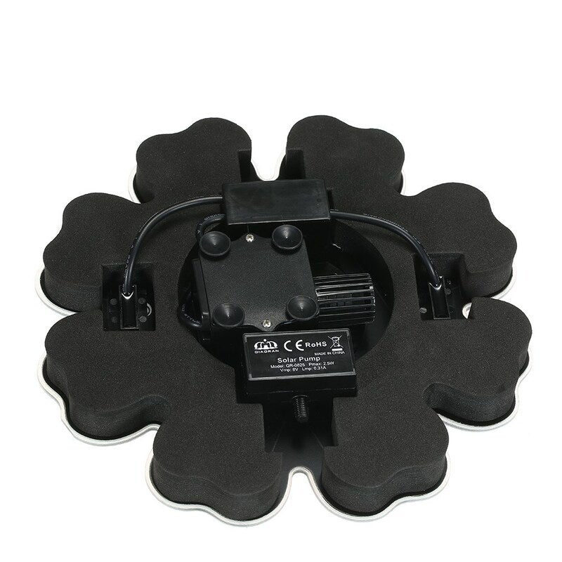 195Mm / 7.68 Inch Solar Power Fountain Flower Shape Panel Energy Saving Water Pump Black