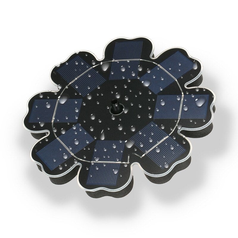 195Mm / 7.68 Inch Solar Power Fountain Flower Shape Panel Energy Saving Water Pump Black