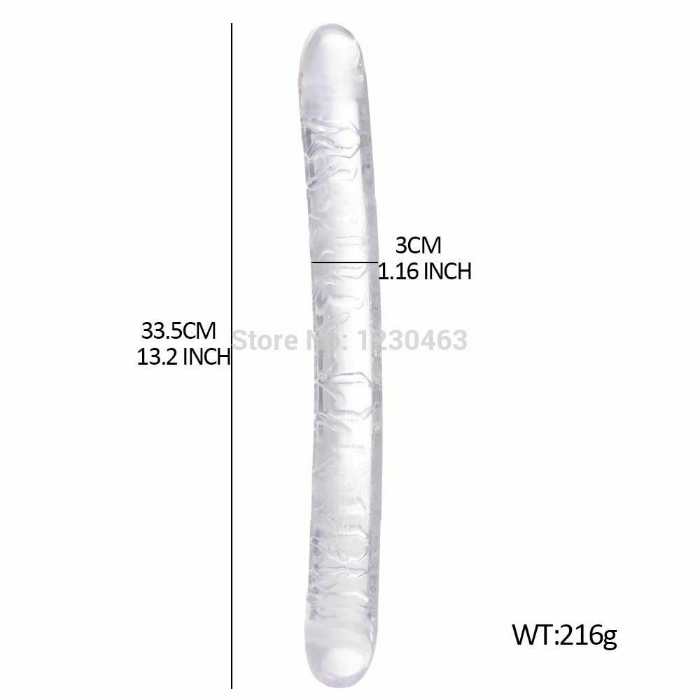 Double Ended Dildo Transparent Clear Jelly Two Head Dong Couple