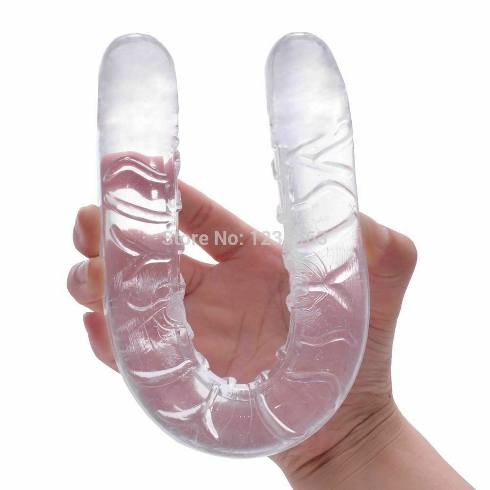 Double Ended Dildo Transparent Clear Jelly Two Head Dong Couple