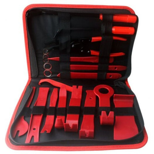 19Pcs Tool Car Door Interior Trim Panel Clip Audio Stereo Gps Instal Removal Pry Red