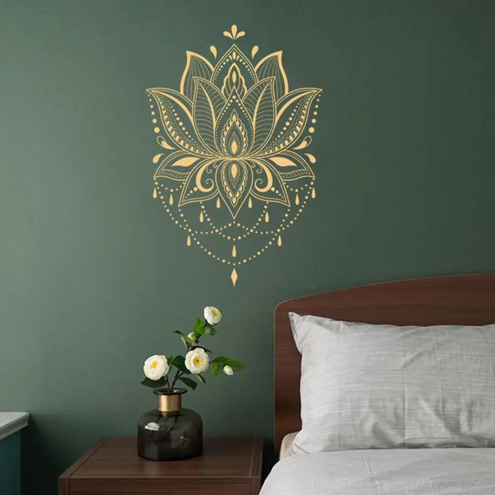 Decal Lotus Shape Removable Pvc Om Sign Meditation Art Vinyl Wall Sticker For Yoga Portable Home Bedroom Simple Delicate