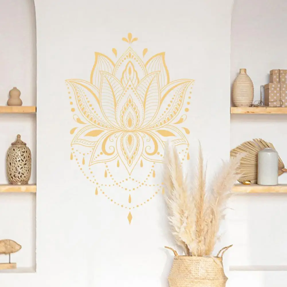 Decal Lotus Shape Removable Pvc Om Sign Meditation Art Vinyl Wall Sticker For Yoga Portable Home Bedroom Simple Delicate
