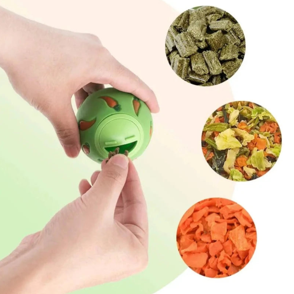 1Pcs Rabbit Treat Ball Pet Slow Feeder Interactive Bunny Toy Snack Bite Resistant Feeding Toys Ferret Kitty Hamster