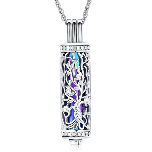 1Pc Cremation Jewelry Cylinder Urn Necklace For Ashes Memorial Keepsake
