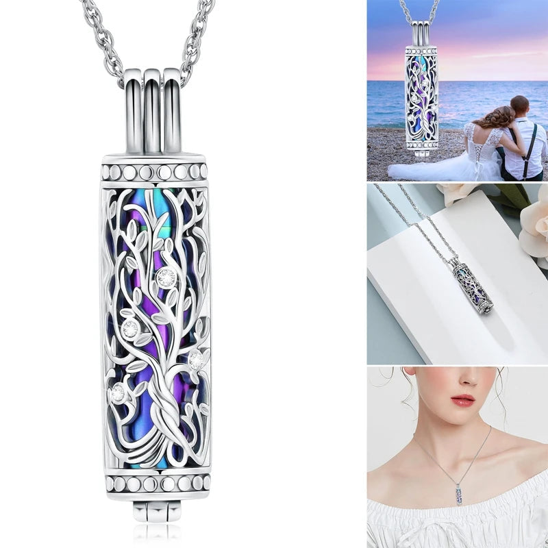 1Pc Cremation Jewelry Cylinder Urn Necklace For Ashes Memorial Keepsake