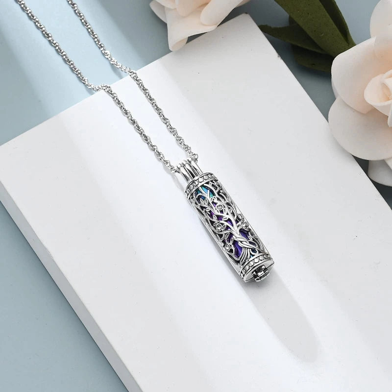 1Pc Cremation Jewelry Cylinder Urn Necklace For Ashes Memorial Keepsake