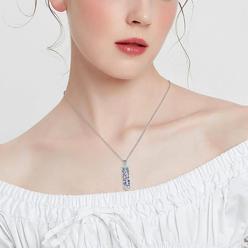 1Pc Cremation Jewelry Cylinder Urn Necklace For Ashes Memorial Keepsake