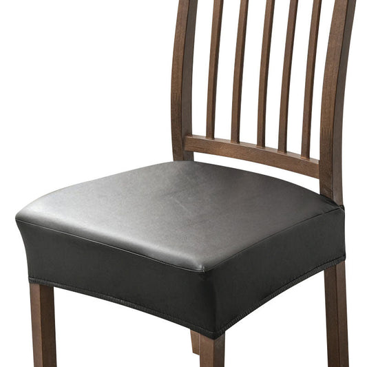 Chair Cover Black Pu Leather Seat Slipcover For Kitchen Hotel Banquet Dining Living Room