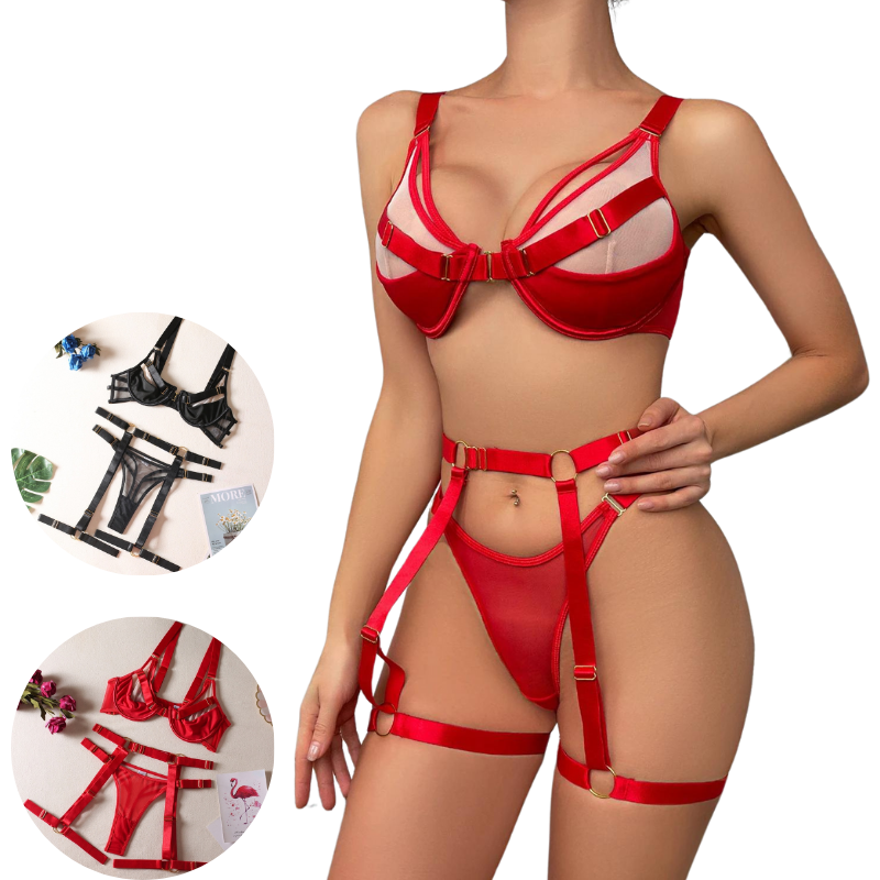 Sexy Strappy Fetish Lingerie Bra Garter Underwear Women