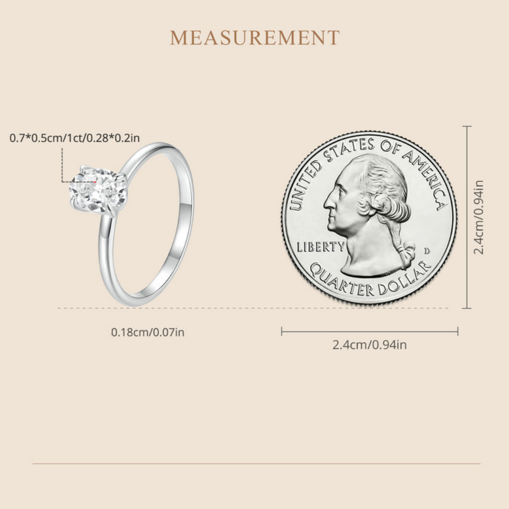 One Carat Moissanite Diamond Ring In Pure Silver Classic Wedding