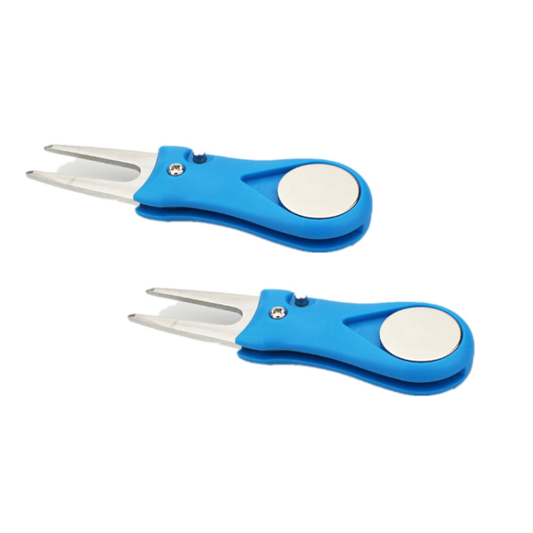 2Pcs Golf Divot Repair Tool Switchblade Pitch Groove Cleaner Pitchfork With Marker