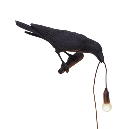 Black Bird Left Wall Lamp Nordic Resin Creative Animal Bedside Decorative Usb Night Light Stylish Perched For Bedroom An