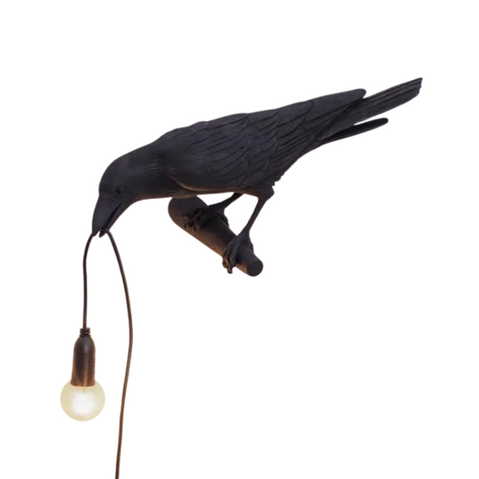 Black Bird Right Wall Lamp Nordic Resin Creative Animal Bedside Decorative Usb Night Light Stylish Perched For Bedroom A