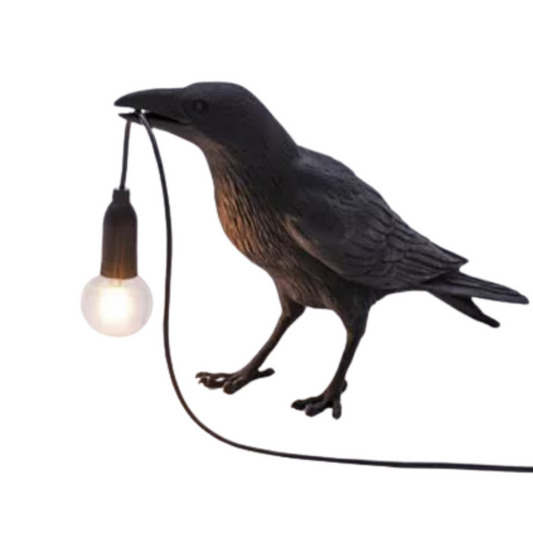 Black Bird Standing Shape Nordic Resin Wall Lamp Creative Animal Bedside Decorative Usb Night Light Stylish Perched For