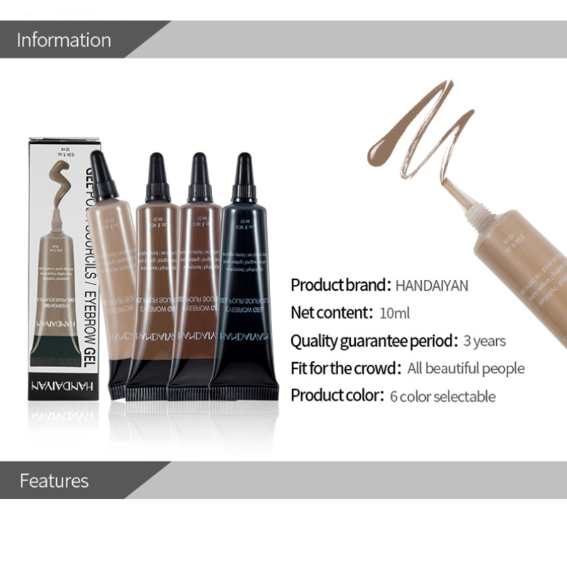 Eyebrow Makeup Henna Gel Black Brown Waterproof Durable Liquid Tint Brush Set