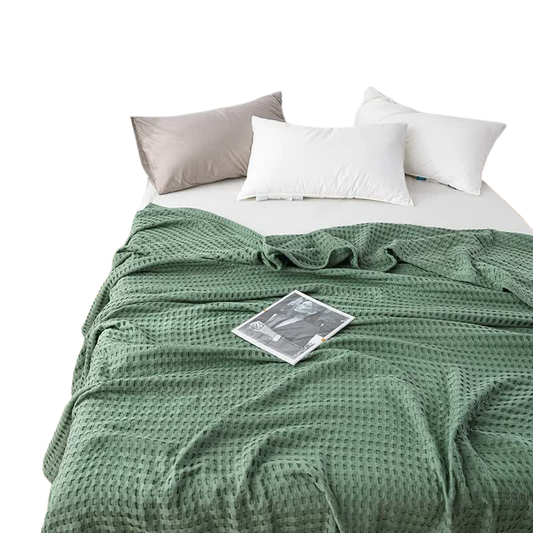 Cotton Waffle Blanket Air Conditioning Blanket/Throw/Summer Quilt 200*230Cmgreen