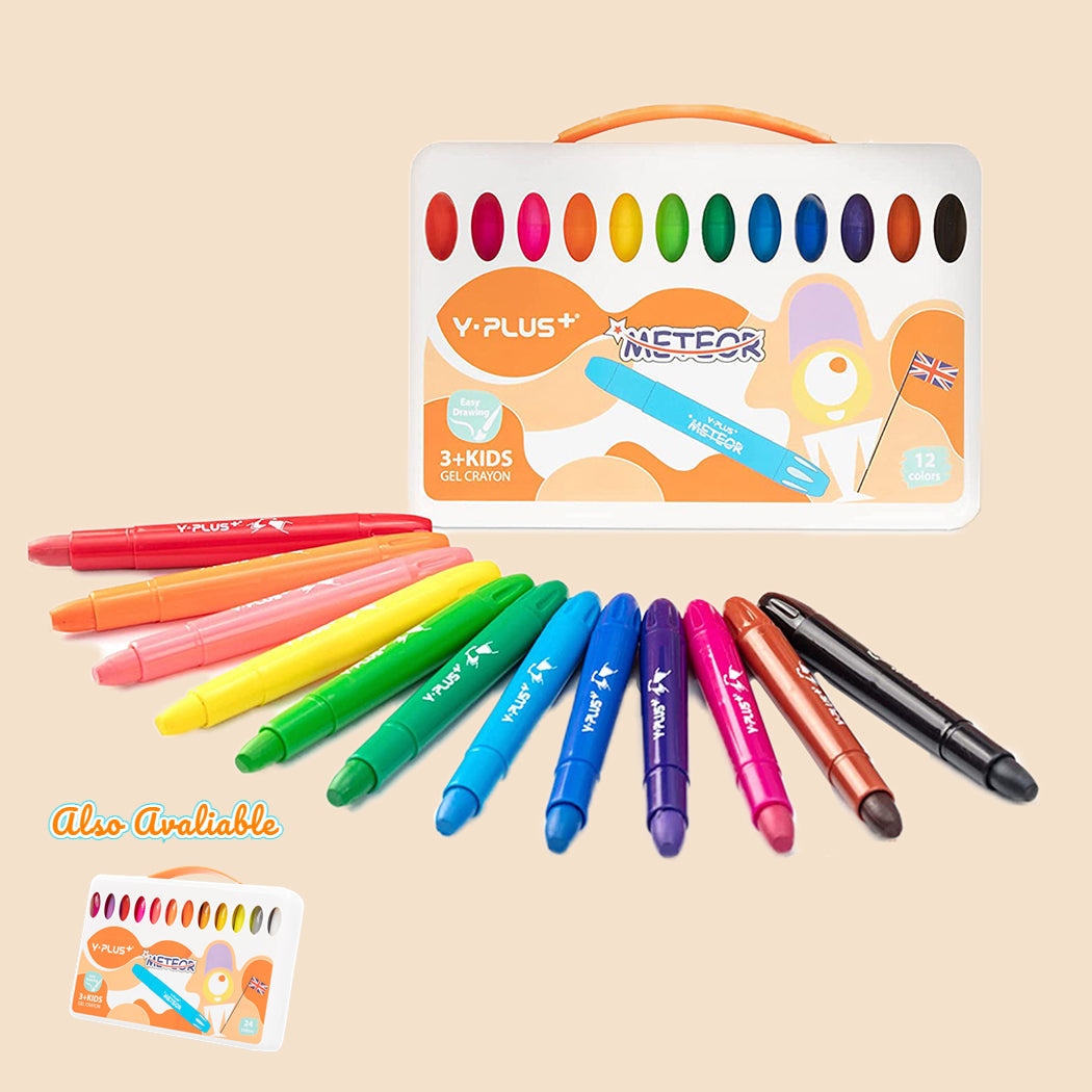 Yplus Silky Gel Crayon Set 12 Colours Non Toxic Washable Food Grade Safe Kids