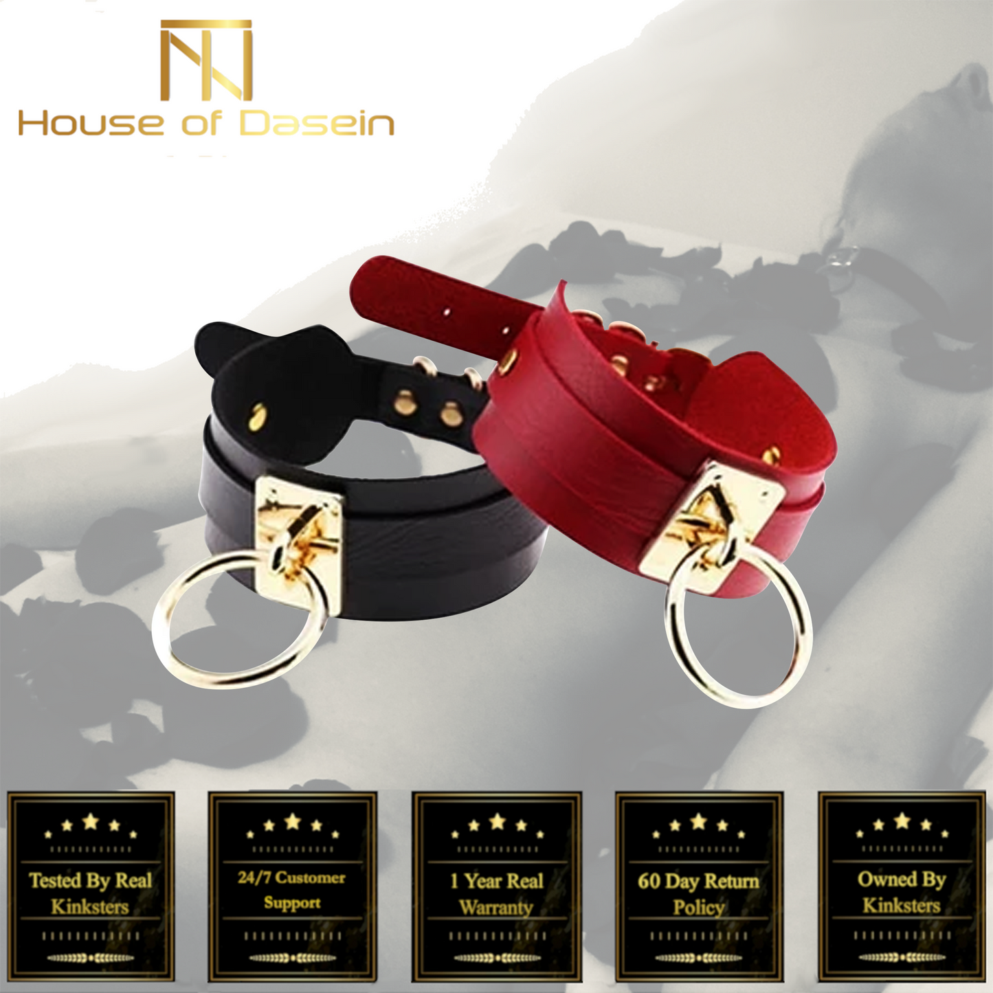 Bdsm Big Ring Collar Black Red Slave Bondage Fetish Kink Restraints