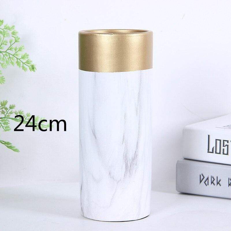 Opulent Vase White / Gold Marble Design Elegant Decor