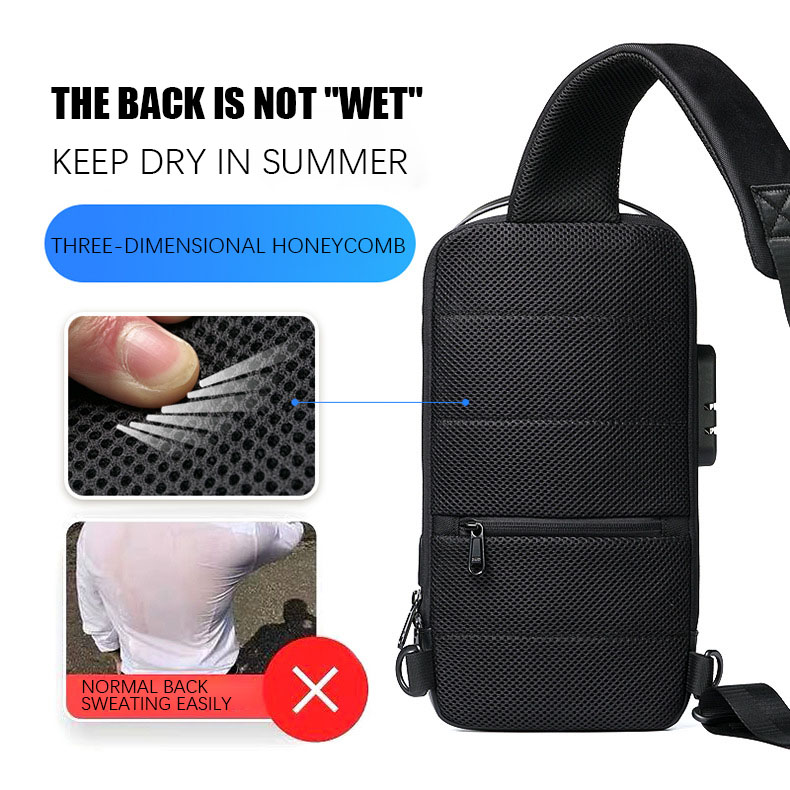 Waterproof Usb Antitheft Bag Men Oxford Crossbody Shoulder Sling Multifunction