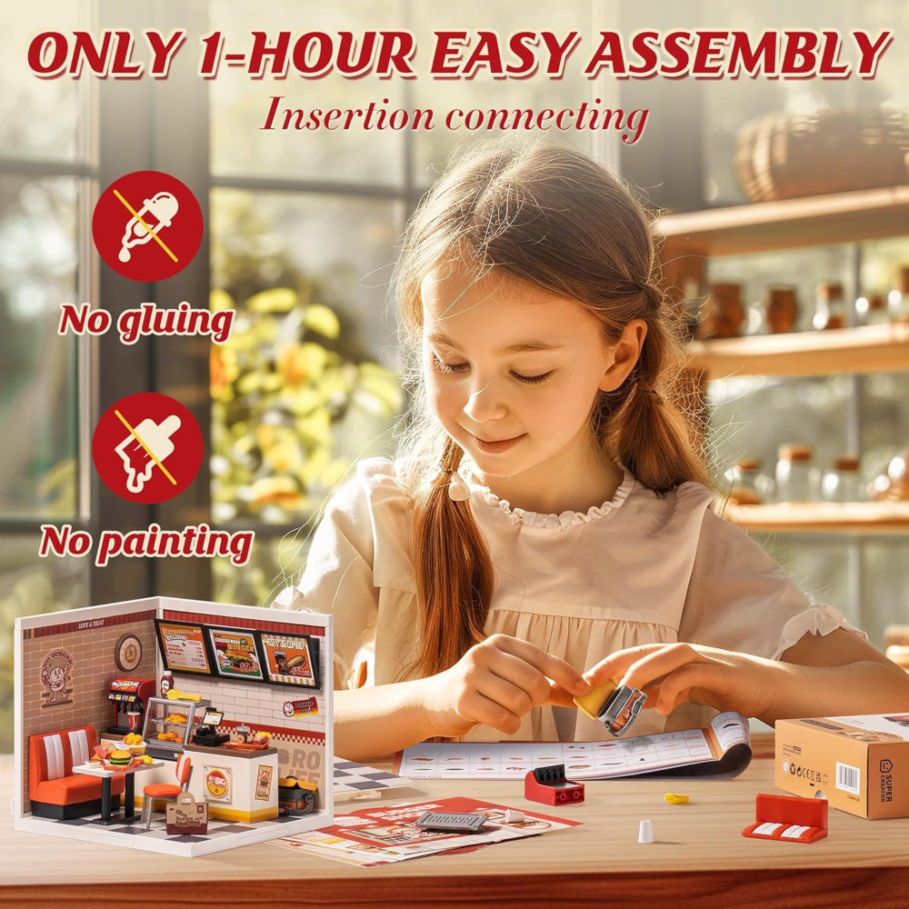 Diy Miniature Dollhouse Kits Yum Burgers With Led Building Craft Dw010