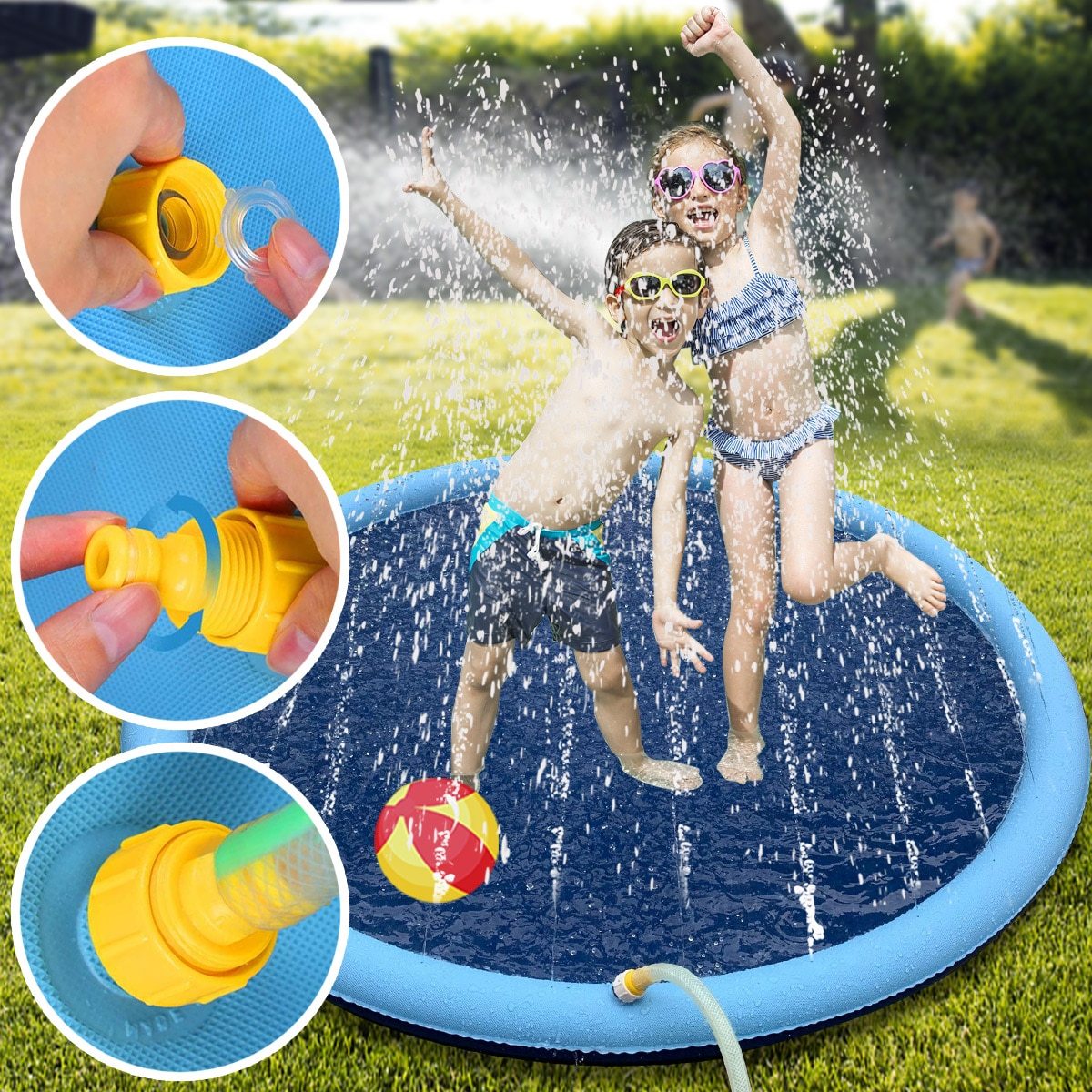 150Cm Blue Water Sprinkler Outdoor Play Mat For Kids Dogs And At Heart