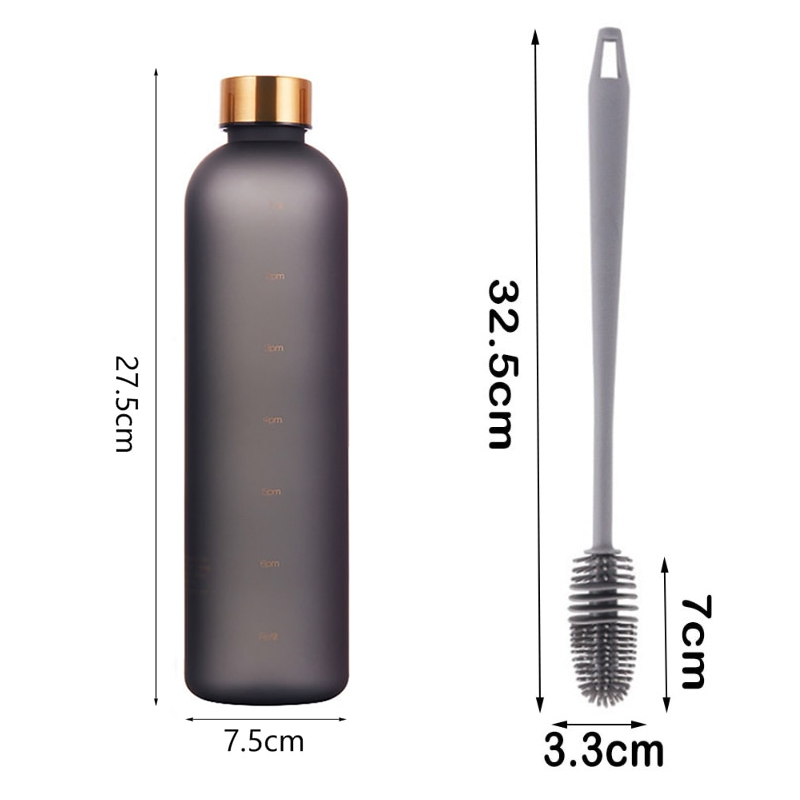 1L Water Bottle Time Marker Bpa Free Frosted Drinkbottles