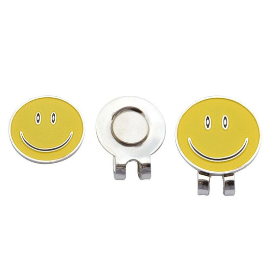 Smiley Face Golf Cap Clip Magnetic Hat Clips Metal Ball Markers Yellow