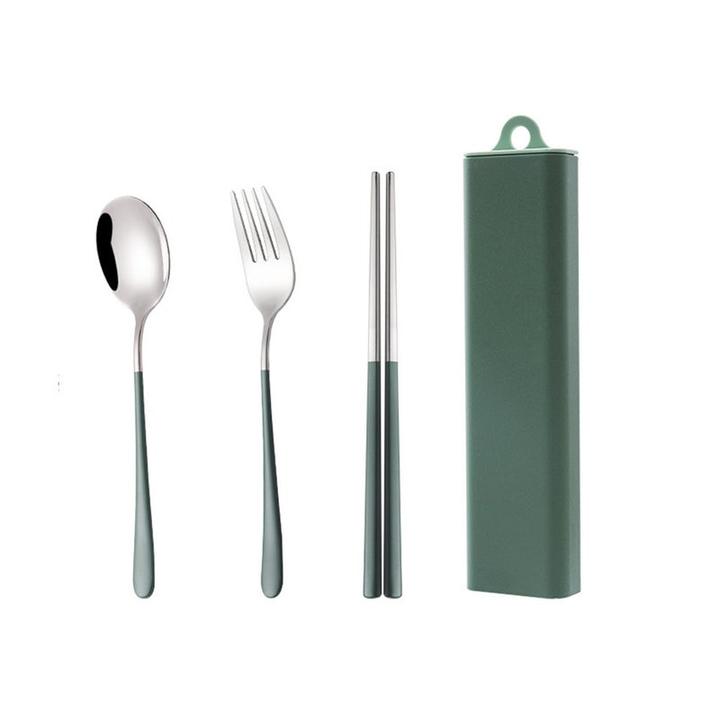 Dinnerware Set Stainless Steel Chopsticks Spoon Fork With Box Travel Lunch Student Utensil