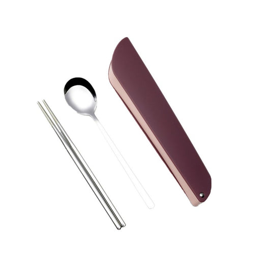 Stainless Steel Chopsticks Spoon Dinnerware Set Non-Slip Long Handle With Storage Box