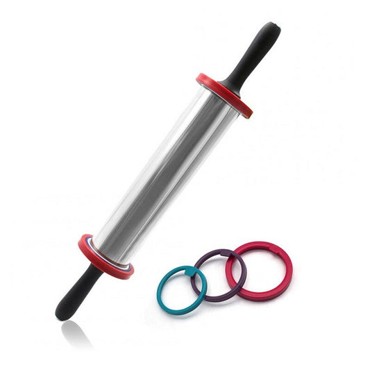 Stainless Steel Rolling Pin Dough Roller With 3 Removable Thickness Ring