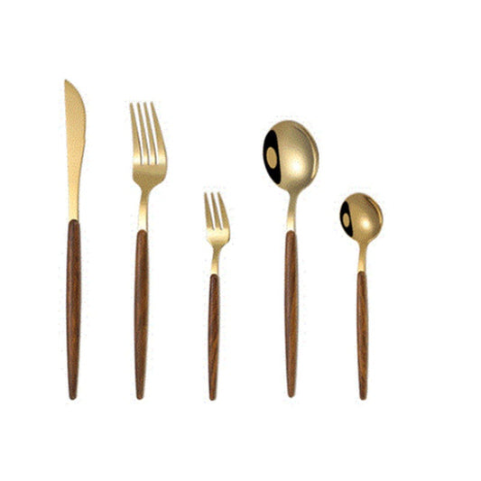 Stainless Steel Gold Dinnerware Cutlery Set Handle Fork Spoon Knife