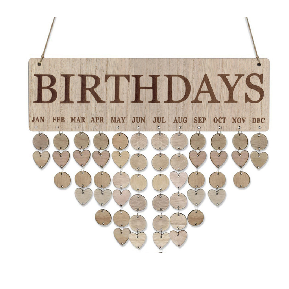 Diy Wall Calendar Birthday Printed Reminder Board With Tags Hanging Decor