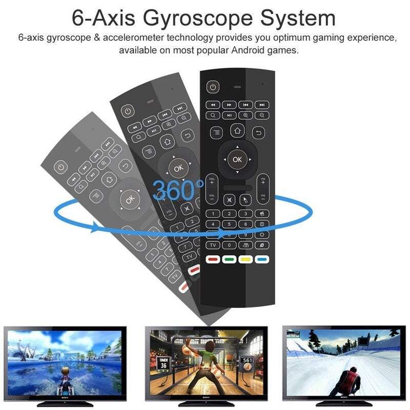 Tv Remote Controls 2.4G Backlit Air Mouse Wireless Keyboard Mini Pc Smart Android Box Projector 6 Axis Somatosensory Mot
