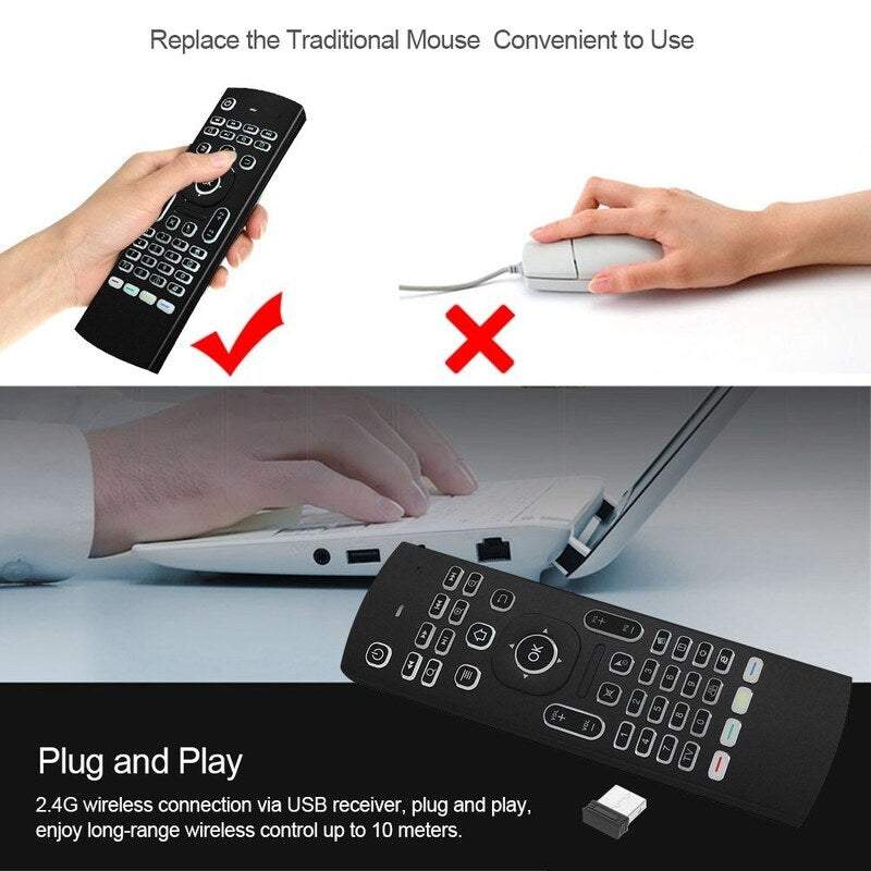 Tv Remote Controls 2.4G Backlit Air Mouse Wireless Keyboard Mini Pc Smart Android Box Projector 6 Axis Somatosensory Mot