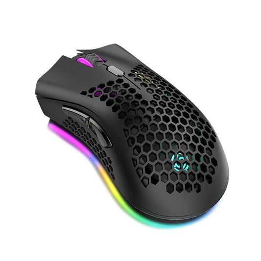 2.4Ghz Wireless Gaming Mouse Rechargeable With Rgb Light Effect 3 Dpi Hollowed Out Honeycomb Mice For Pc