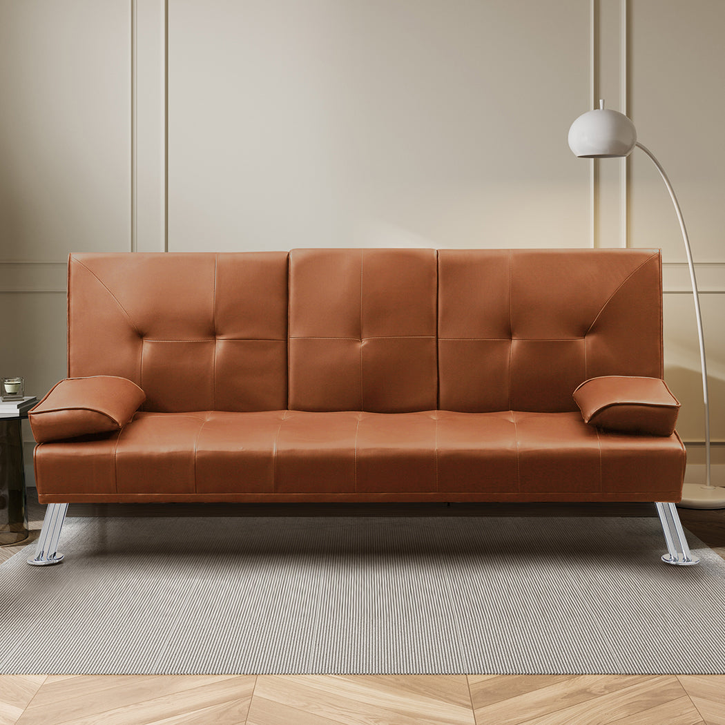 3 Seater Sofa Bed Adjustable Recliner Brown