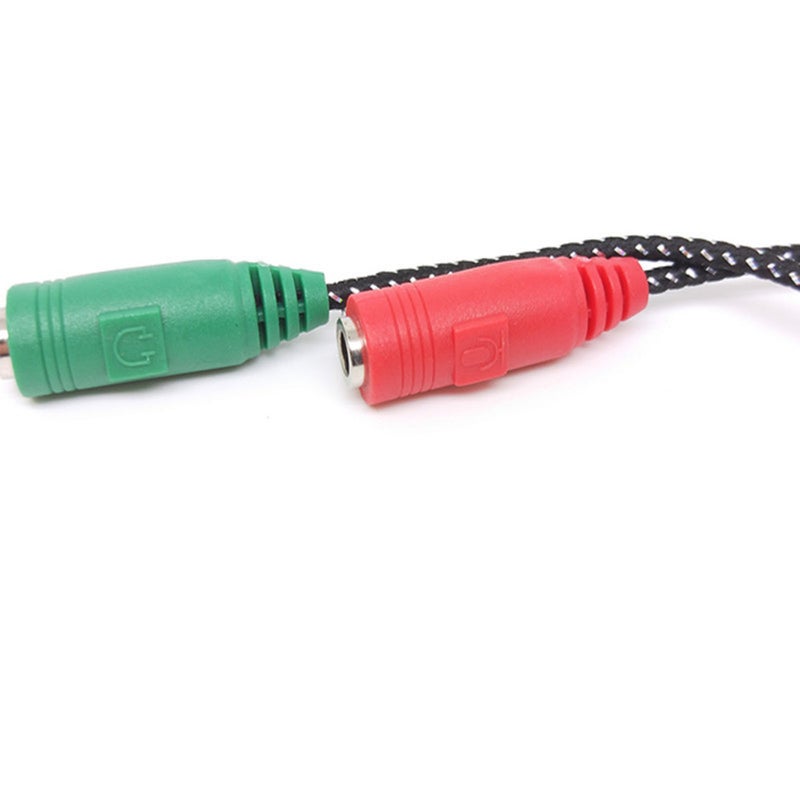 5Pcs 2-In-1 Cable Adapter Splitter 3.5Mm Audio Earphone Headset To Female Jack Headphone Mic