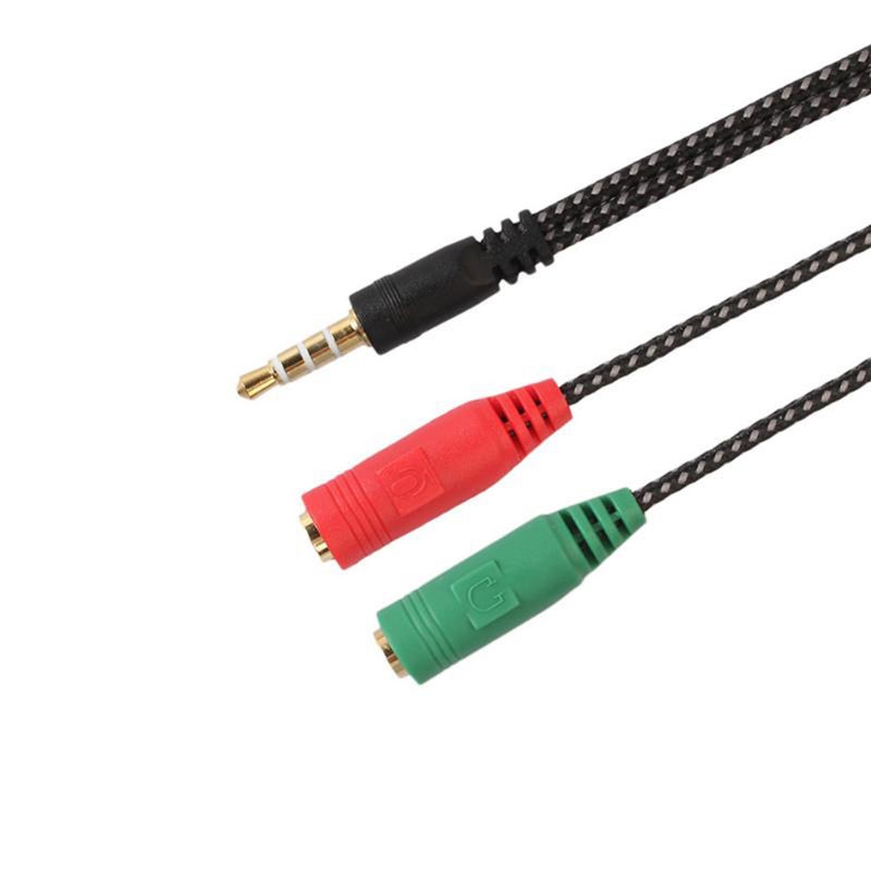 5Pcs 2-In-1 Cable Adapter Splitter 3.5Mm Audio Earphone Headset To Female Jack Headphone Mic