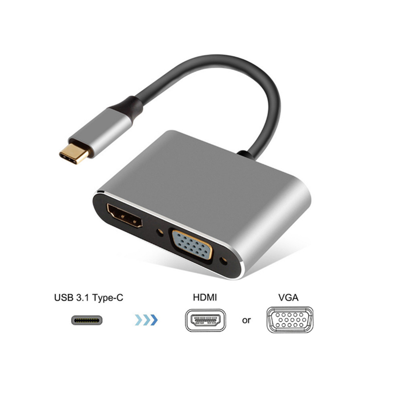 2 In 1 Usb 3.1 Type C To Hdmi Vga Cable Apple Notebook Macbook Air 12 Inch Adapter