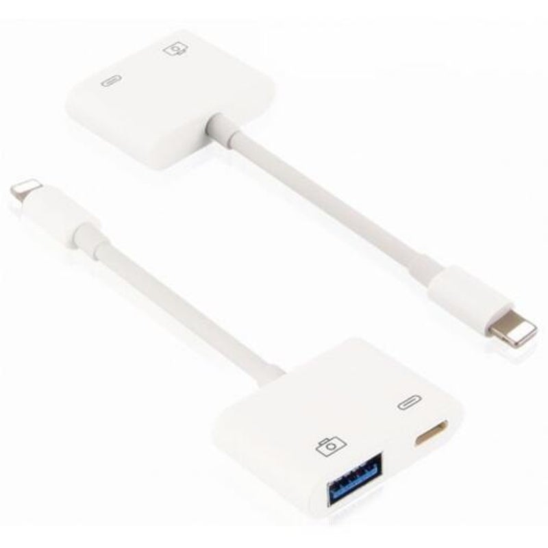 2 In 1 Usb Camera Keyboard Adapter Cable Connection For Iphone / Ipad White