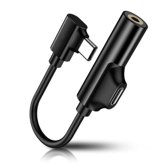 2 In 1 Usb Type C To 3.5Mm Headphone Jack Adapter For Samsung / Huawei Xiaomi Black