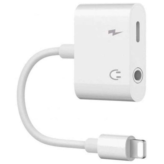 2 In1 3.5Mm Headphone Audio Jack Charger Adapter For Iphone X / 8 Plus 7 White