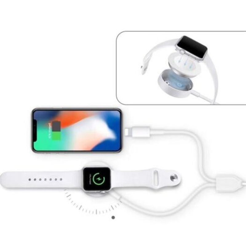 2 In1 Usb Wireless Charger For Apple Watch Series 4 / 3 Iphone Xr Xs Max White