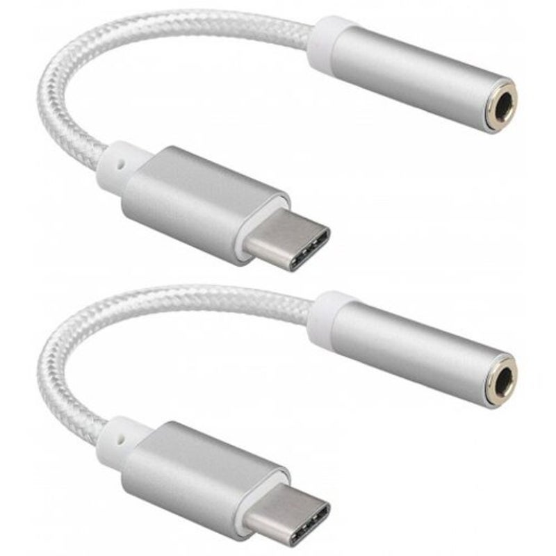 2 Pack Usb C To 3.5 Mm Headphone Jack Adapter Type 3.1 Male 3.5Mm Female Silver