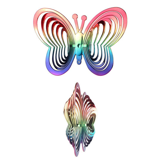 2 Pcs Bird Repeller Butterfly Wind Spinner Garden Yard Hanging Ornament Gradient Colorful Home Decor