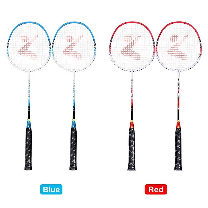 2 Player Badminton Racket Set Aluminum Indoor Outdoor Sports Practice Racquet With Cover Bag Red